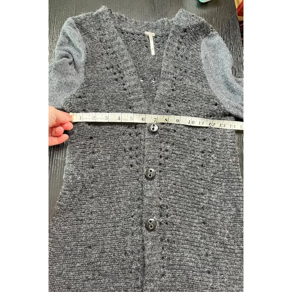 Free People Wool Blend Boho Cardigan with Applique Details in Back - Picture 9 of 9